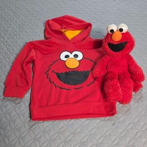 Sesame Street Elmo Red Graphic Fleece Pullover Hoodie Kids Size 2T/ElmoPlush